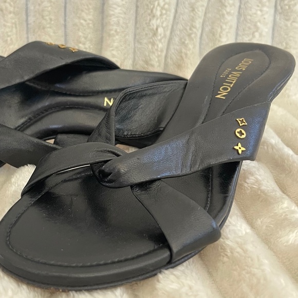 LOUIS VUITTON LEATHER CROSS SLIDES RARE VINTAGE 00’s - Picture 1 of 2